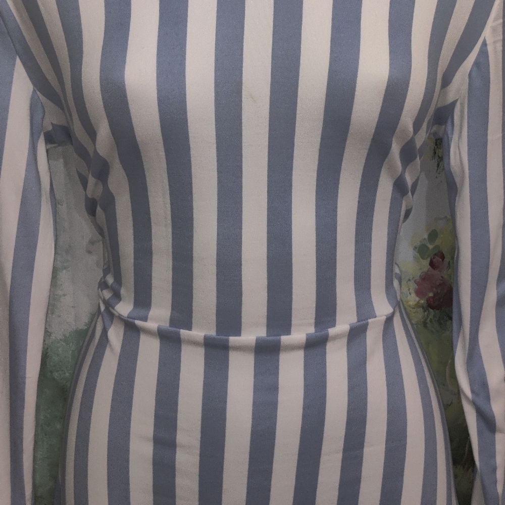 Baby blue and white striped dress